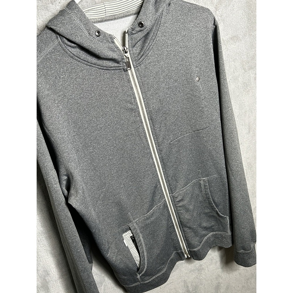 Vuori Men's Size Medium Movement Hoodie Performance Full Zip Gray Stretch V201